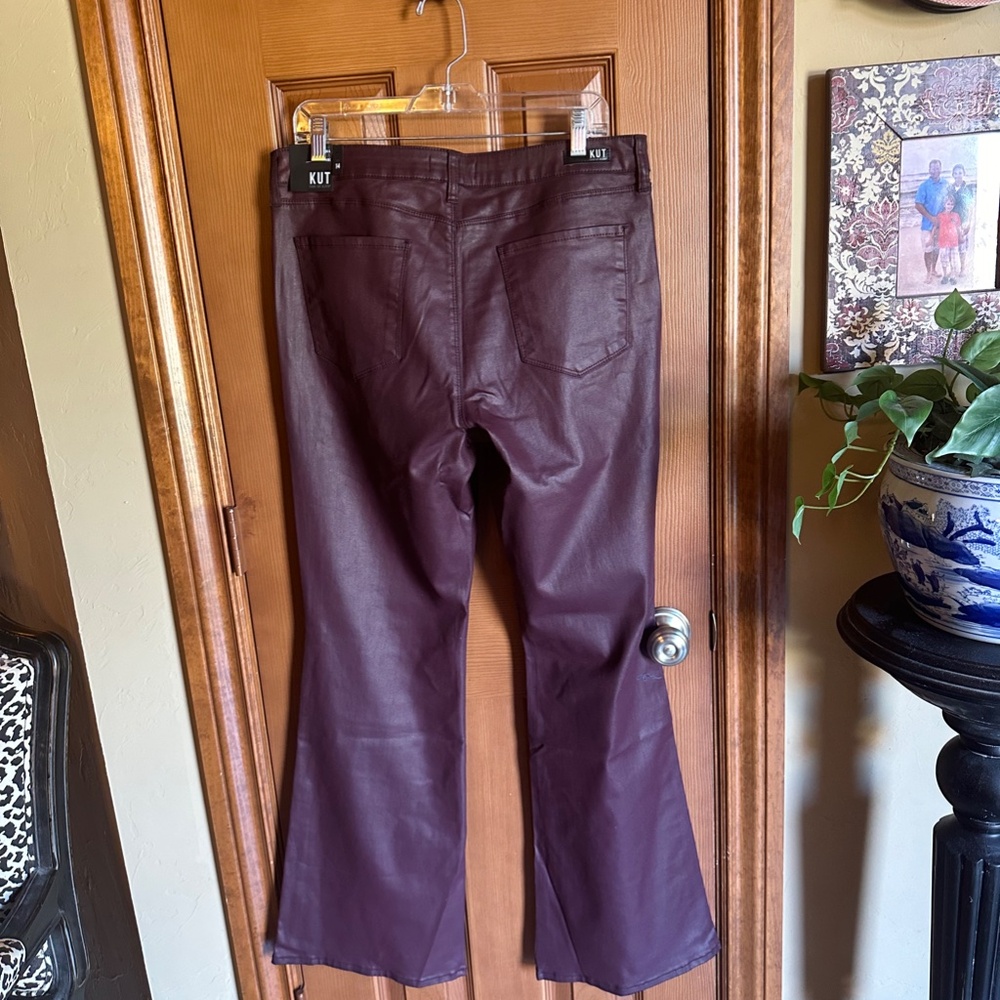 NWT Women's Ana Fab Ab Coated High Waisted Flare Jeans, Bordeaux, Size 14 - Picture 4 of 6
